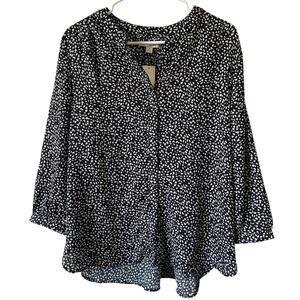 NEW JACHS GIRLFRIEND Printed Blouse Hidden Button Three Quarter Sleeve Medium